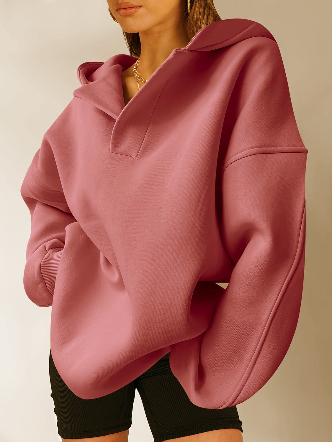 Sweat à Capuche Oversize à Manches Longues