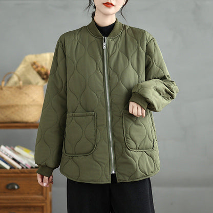 Manteau en coton à col rond, style décontracté, grande taille