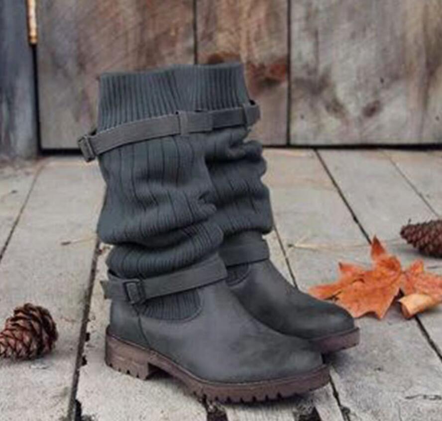 Bottines Rétro d’Hiver Chaudes en Fourrure Douce