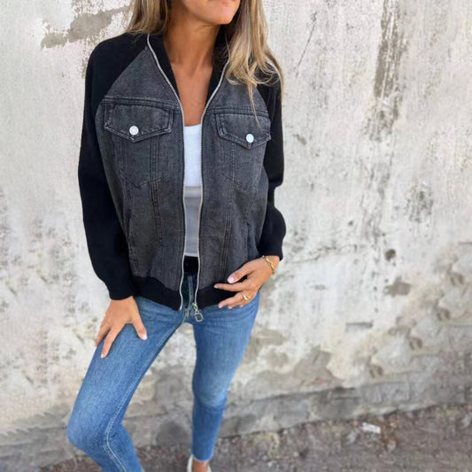 Veste denim à capuche