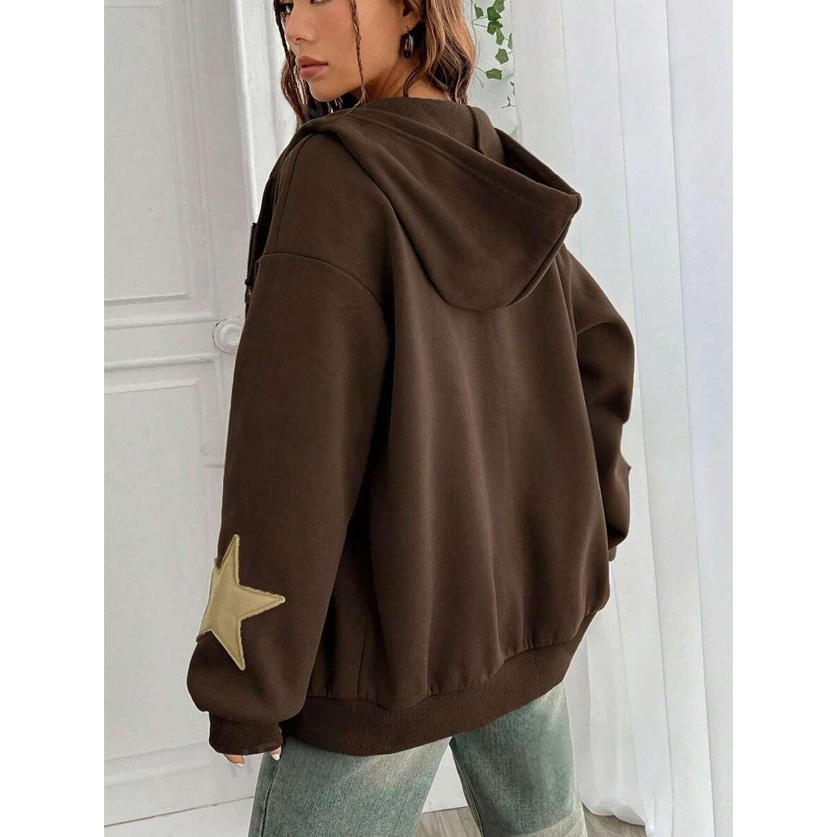 Veste cardigan à capuche pour femme, coupe ample