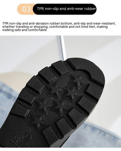 Chaussures Plateformes Rétro à Bout Rond & Boutons Dorés