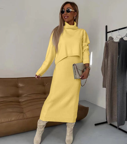 Ensemble deux-pièces en maille, style élégant et décontracté.