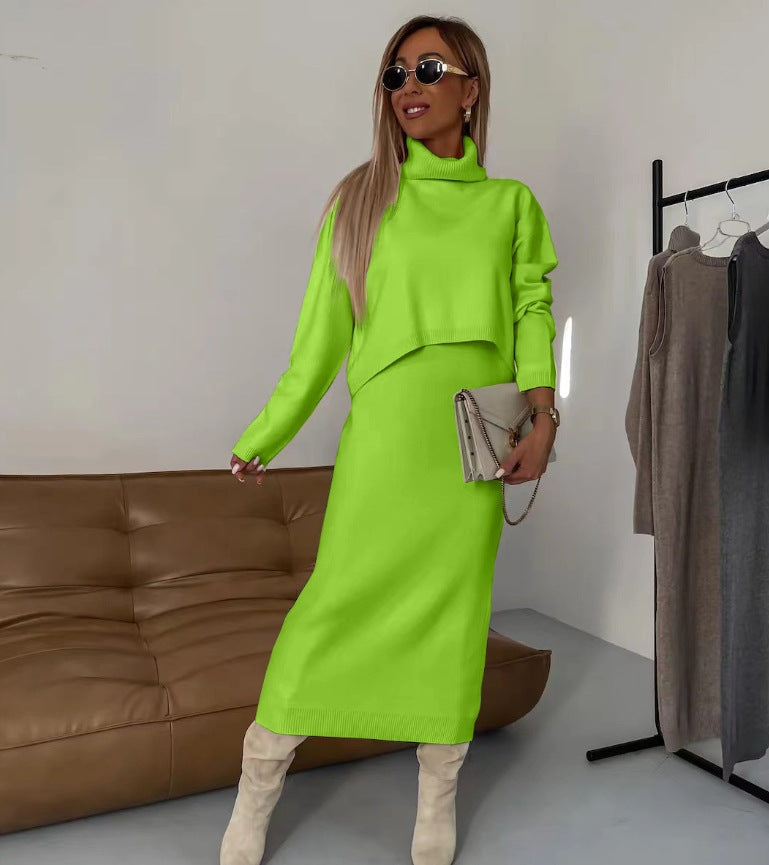 Ensemble deux-pièces en maille, style élégant et décontracté.