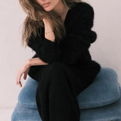 Cardigan à Boutons Col V en Maille Douce