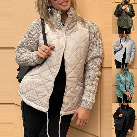 Veste d’hiver femme à col montant avec poches et fermeture zippée