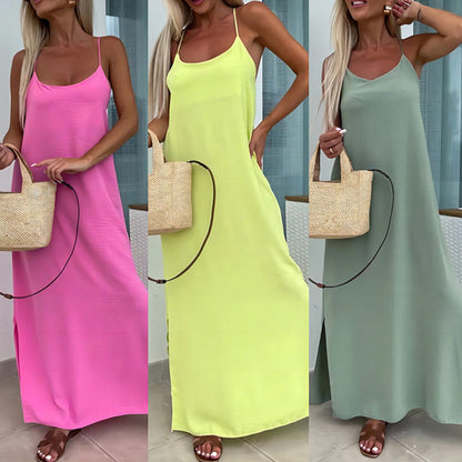 Robe Longue à Bretelles – Style Vacances Élégant