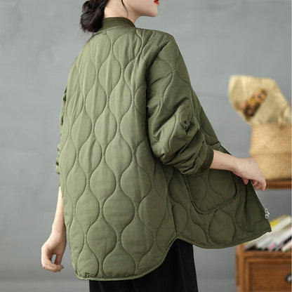 Manteau en coton à col rond, style décontracté, grande taille