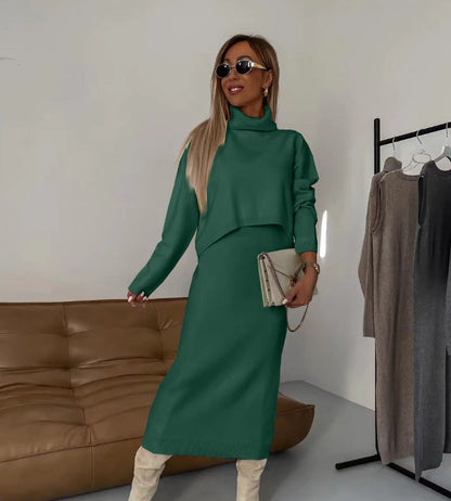 Ensemble deux-pièces en maille, style élégant et décontracté.