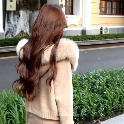 Cardigan Tricoté à Capuche